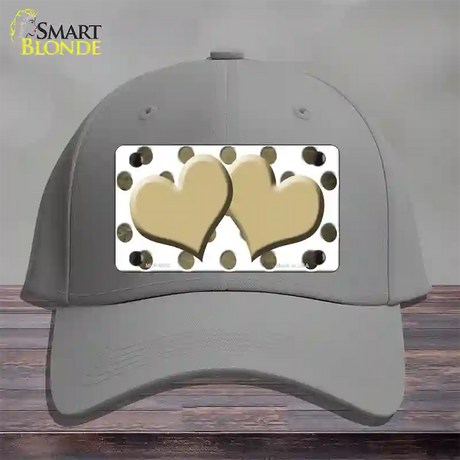 Gold White Dots Hearts Oil Rubbed Novelty License Plate Hat Cotton / Gray