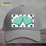 Mint White Dots Hearts Oil Rubbed Novelty License Plate Hat Cotton / Gray