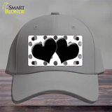 Black White Dots Hearts Oil Rubbed Novelty License Plate Hat Cotton / Gray