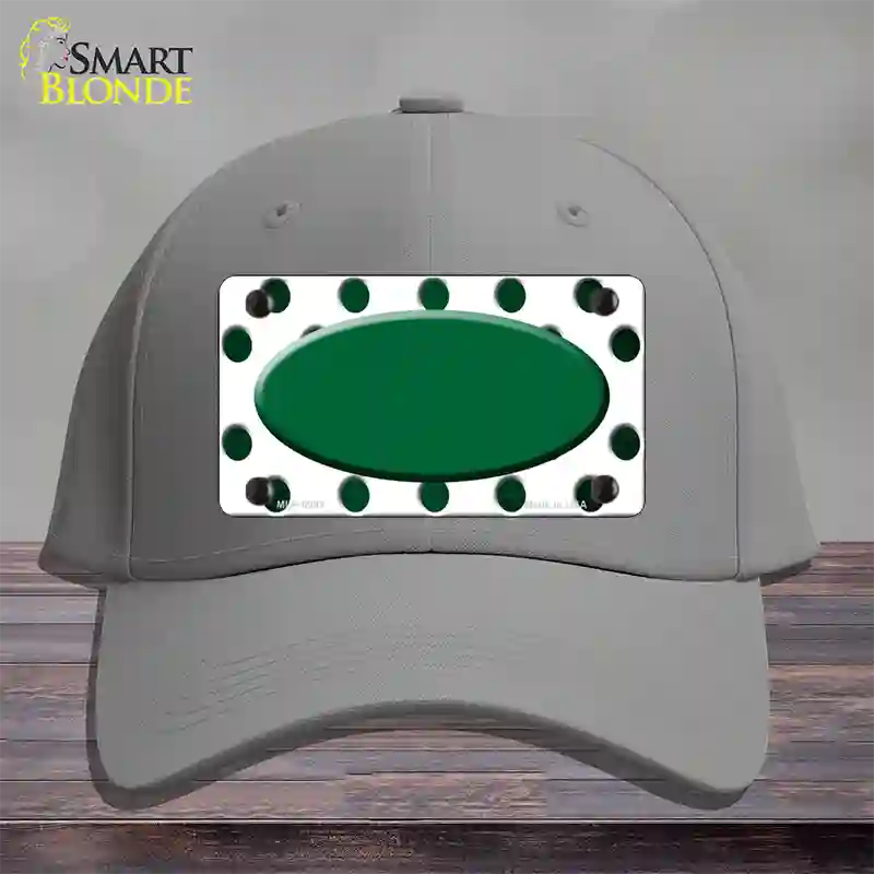 Green White Dots Oval Oil Rubbed Novelty License Plate Hat Cotton / Gray