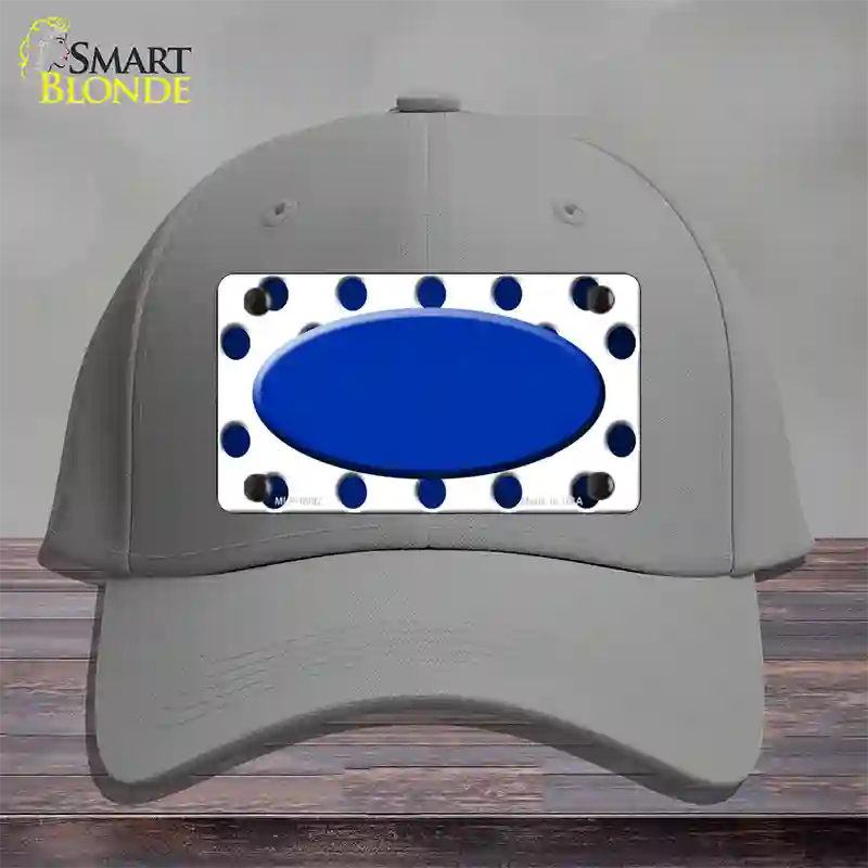 Blue White Dots Oval Oil Rubbed Novelty License Plate Hat Cotton / Gray