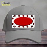 Red White Dots Oval Oil Rubbed Novelty License Plate Hat Cotton / Gray