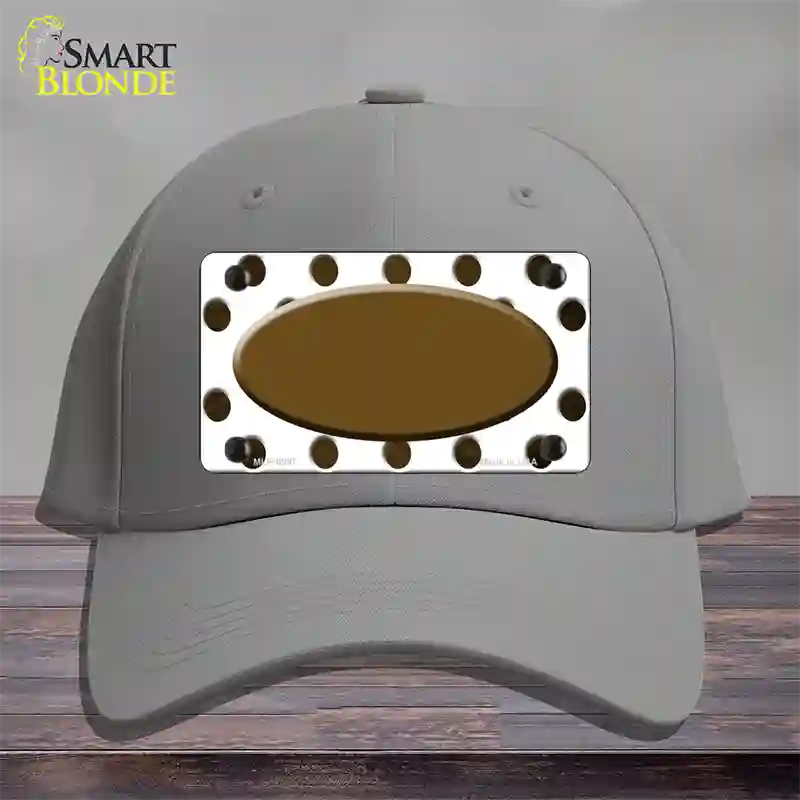 Brown White Dots Oval Oil Rubbed Novelty License Plate Hat Cotton / Gray