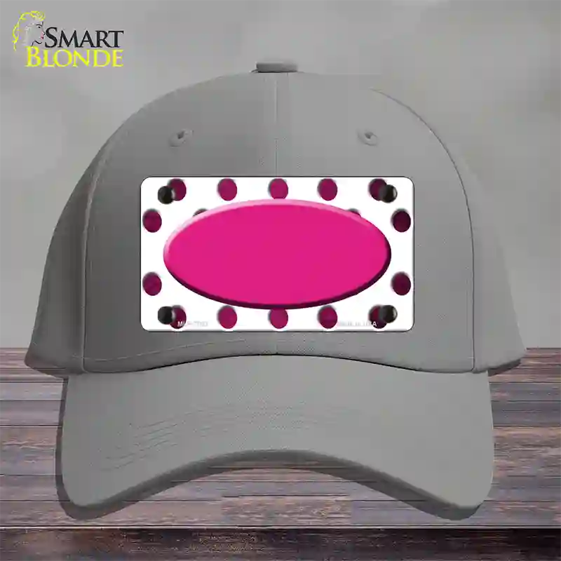 Pink White Dots Oval Oil Rubbed Novelty License Plate Hat Cotton / Gray