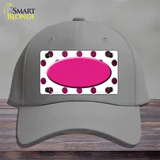 Pink White Dots Oval Oil Rubbed Novelty License Plate Hat Cotton / Gray