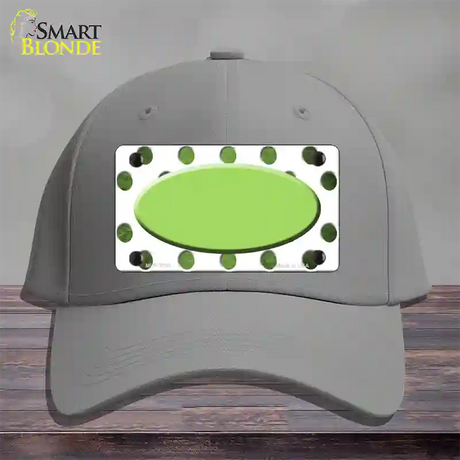 Lime Green White Dots Oval Oil Rubbed Novelty License Plate Hat Cotton / Gray