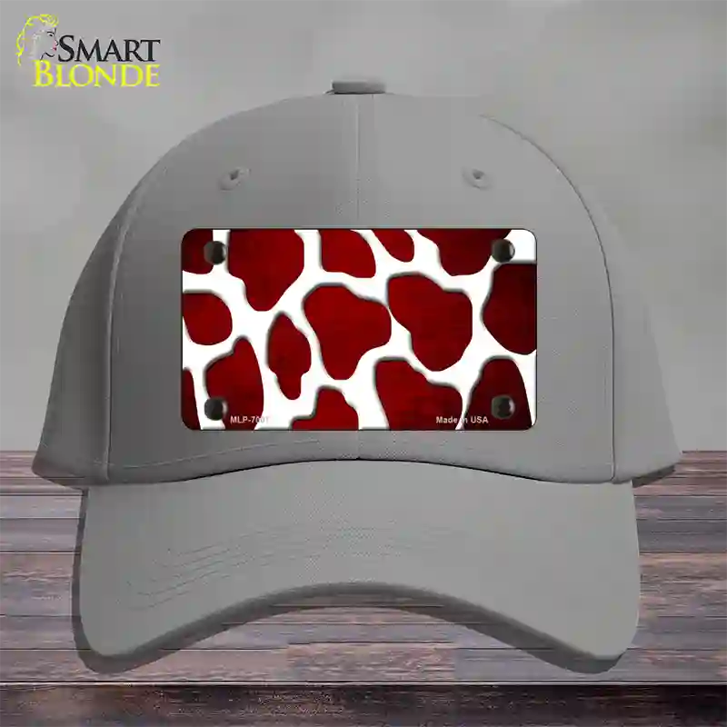 Red White Giraffe Oil Rubbed Novelty License Plate Hat Cotton / Gray