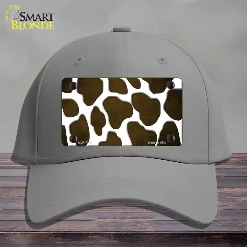 Brown White Giraffe Oil Rubbed Novelty License Plate Hat Cotton / Gray