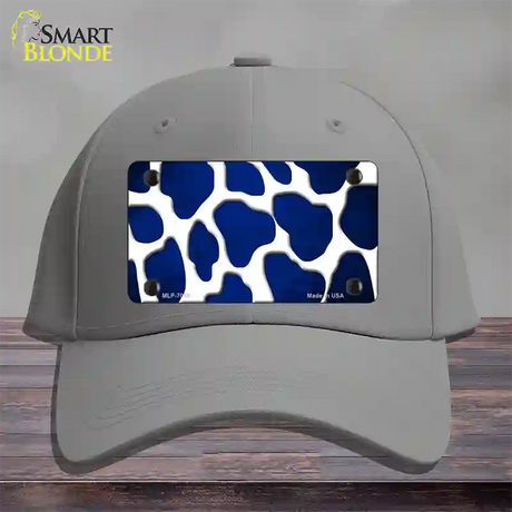 Blue White Giraffe Oil Rubbed Novelty License Plate Hat Cotton / Gray