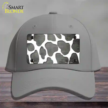 Gray White Giraffe Oil Rubbed Novelty License Plate Hat Cotton / Gray