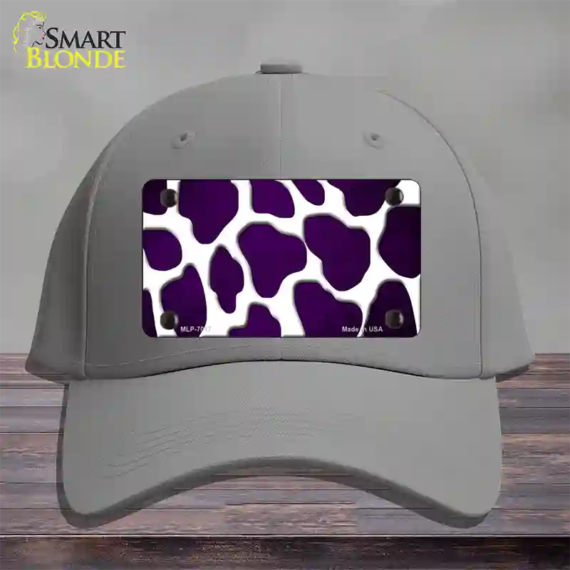 Purple White Giraffe Oil Rubbed Novelty License Plate Hat Cotton / Gray