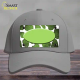 Lime Green White Oval Giraffe Oil Rubbed Novelty License Plate Hat Cotton / Gray