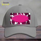 Pink White Oval Giraffe Oil Rubbed Novelty License Plate Hat Cotton / Gray