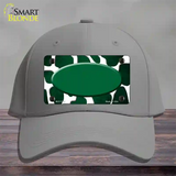 Green White Oval Giraffe Oil Rubbed Novelty License Plate Hat Cotton / Gray