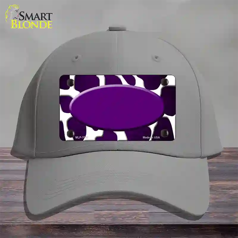 Purple White Oval Giraffe Oil Rubbed Novelty License Plate Hat Cotton / Gray