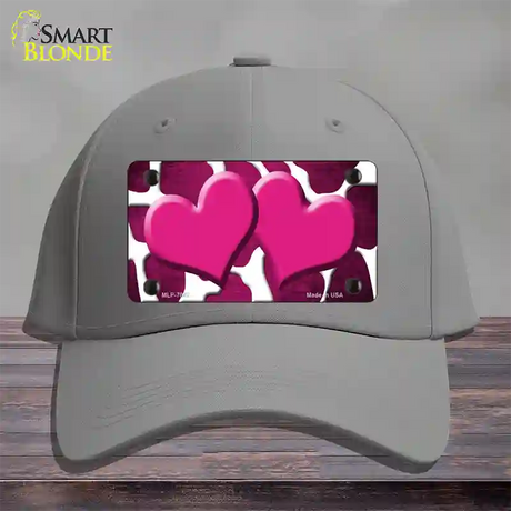 Pink White Hearts Giraffe Oil Rubbed Novelty License Plate Hat Cotton / Gray