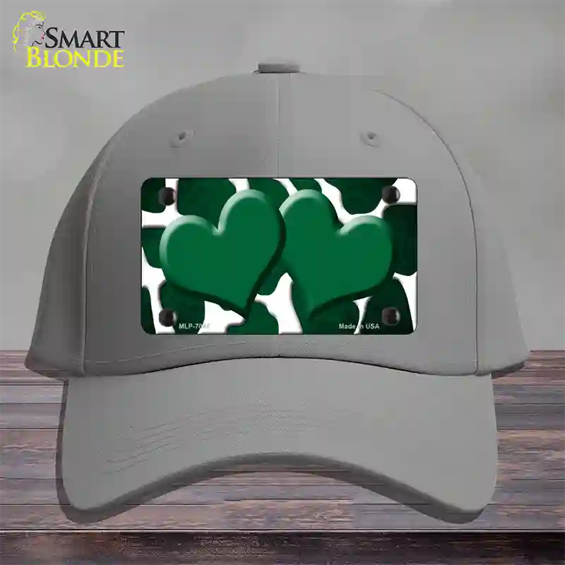 Green White Hearts Giraffe Oil Rubbed Novelty License Plate Hat Cotton / Gray