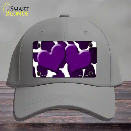 Purple White Hearts Giraffe Oil Rubbed Novelty License Plate Hat Cotton / Gray