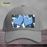 Light Blue White Hearts Giraffe Oil Rubbed Novelty License Plate Hat Cotton / Gray