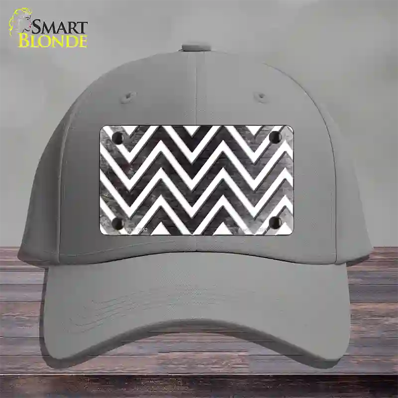 Black White Chevron Oil Rubbed Novelty License Plate Hat Cotton / Gray