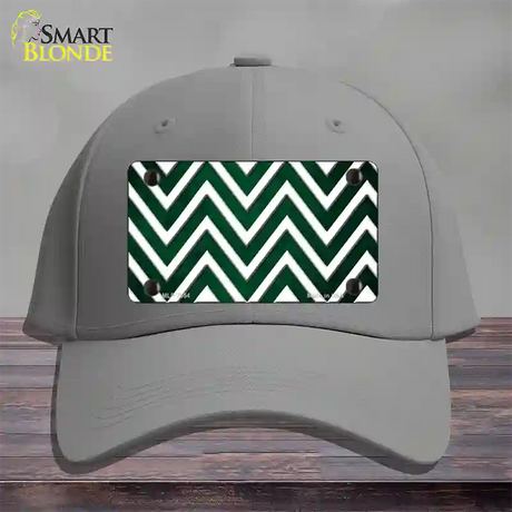 Green White Chevron Oil Rubbed Novelty License Plate Hat Cotton / Gray