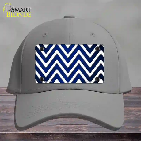 Blue White Chevron Oil Rubbed Novelty License Plate Hat Cotton / Gray