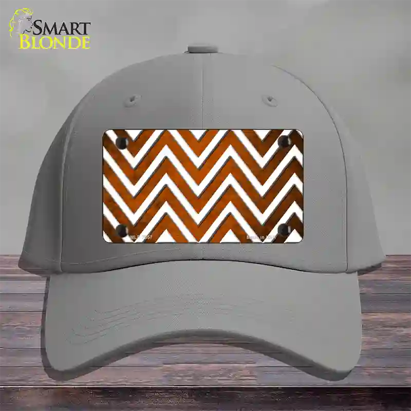 Orange White Chevron Oil Rubbed Novelty License Plate Hat Cotton / Gray