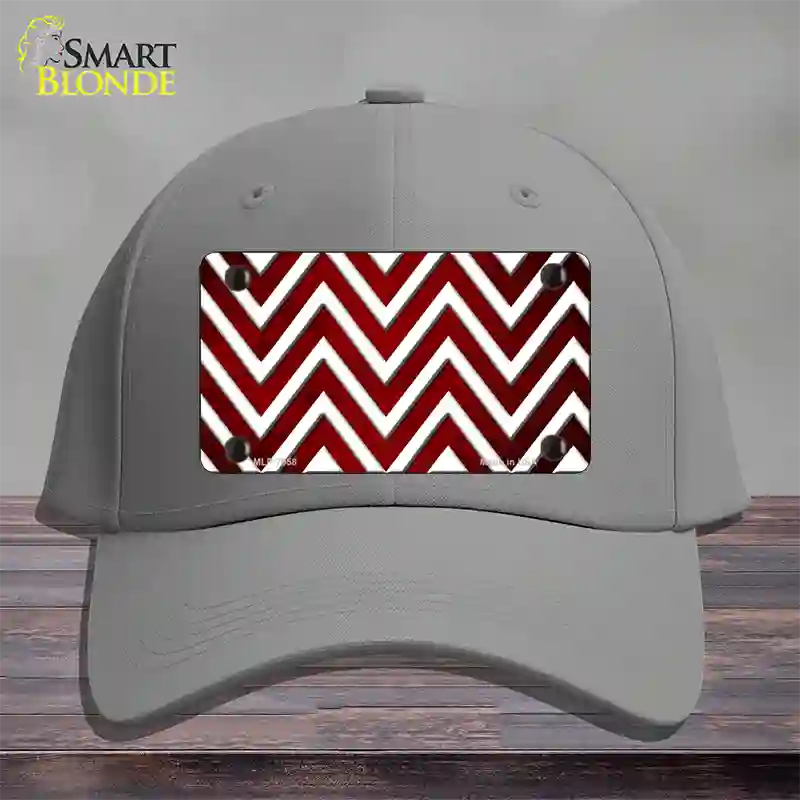 Red White Chevron Oil Rubbed Novelty License Plate Hat Cotton / Gray