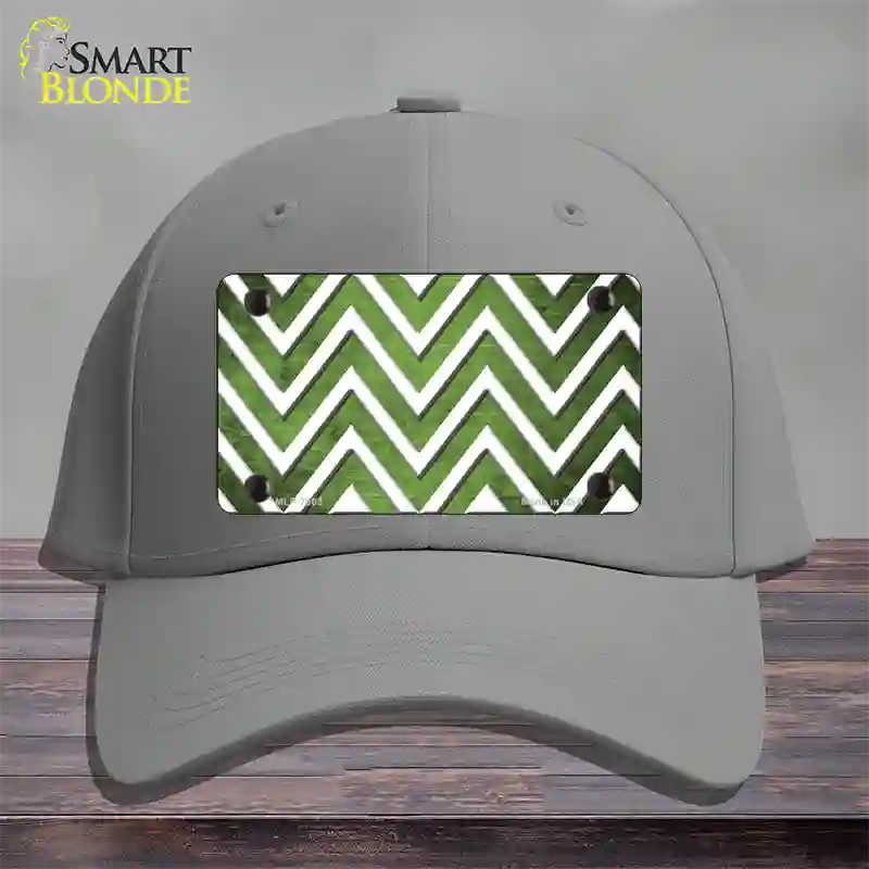 Lime Green White Chevron Oil Rubbed Novelty License Plate Hat Cotton / Gray