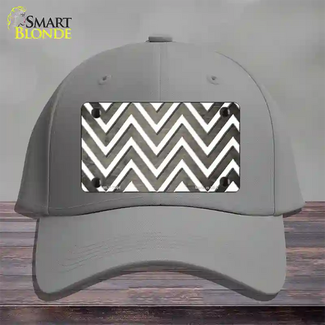 Tan White Chevron Oil Rubbed Novelty License Plate Hat Cotton / Gray