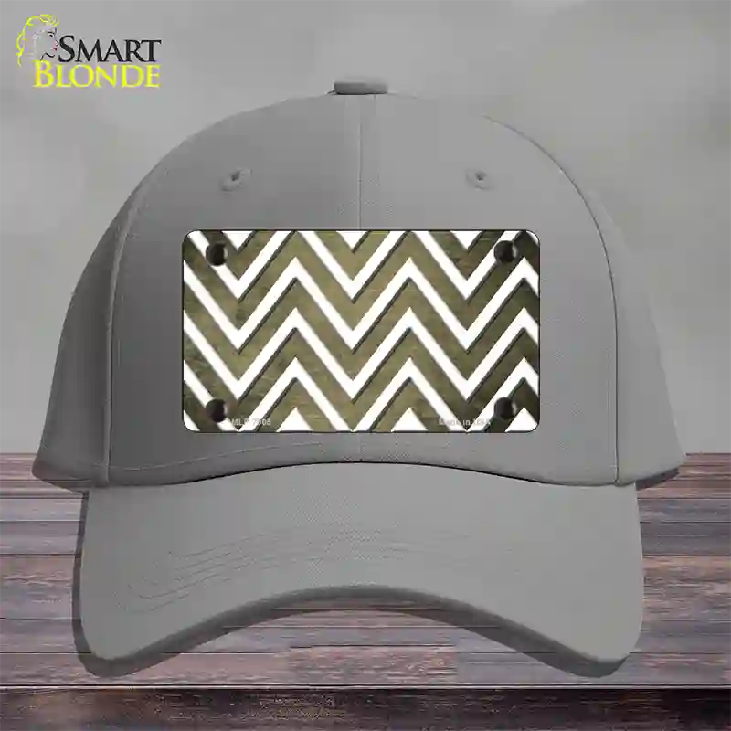 Gold White Chevron Oil Rubbed Novelty License Plate Hat Cotton / Gray