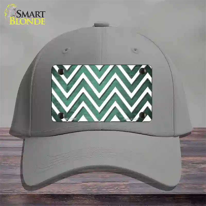 Mint White Chevron Oil Rubbed Novelty License Plate Hat Cotton / Gray