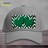 Green White Hearts Chevron Oil Rubbed Novelty License Plate Hat Cotton / Gray