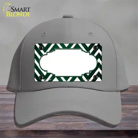 Green White Chevron Scallop Oil Rubbed Novelty License Plate Hat Cotton / Gray