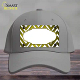 Yellow White Chevron Scallop Oil Rubbed Novelty License Plate Hat Cotton / Gray