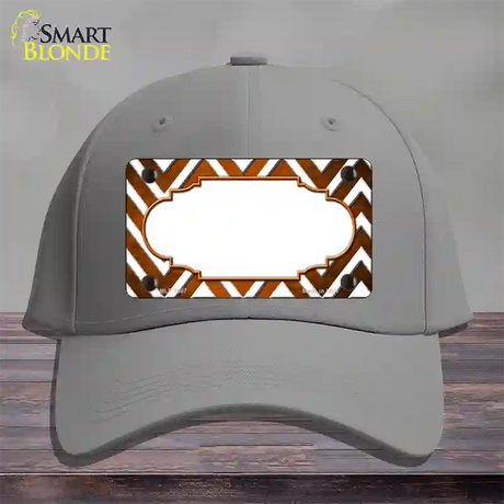 Orange White Chevron Scallop Oil Rubbed Novelty License Plate Hat Cotton / Gray