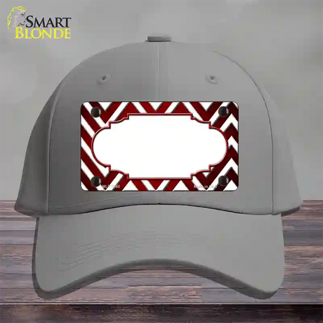 Red White Chevron Scallop Oil Rubbed Novelty License Plate Hat Cotton / Gray