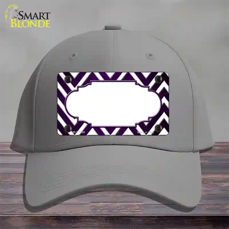 Purple White Chevron Scallop Oil Rubbed Novelty License Plate Hat Cotton / Gray