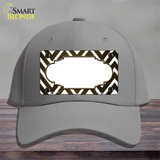 Brown White Chevron Scallop Oil Rubbed Novelty License Plate Hat Cotton / Gray