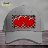 Red White Quatrefoil Hearts Oil Rubbed Novelty License Plate Hat Cotton / Gray