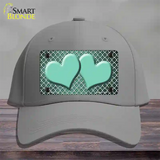 Mint White Quatrefoil Hearts Oil Rubbed Novelty License Plate Hat Cotton / Gray