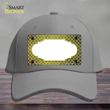 Yellow White Quatrefoil Scallop Oil Rubbed Novelty License Plate Hat Cotton / Gray