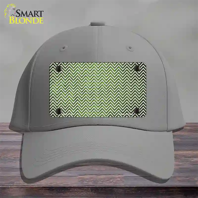 Lime Green White Small Chevron Oil Rubbed Novelty License Plate Hat Cotton / Gray