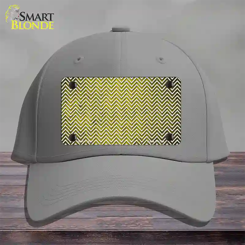 Yellow White Small Chevron Oil Rubbed Novelty License Plate Hat Cotton / Gray