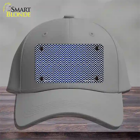 Blue White Small Chevron Oil Rubbed Novelty License Plate Hat Cotton / Gray