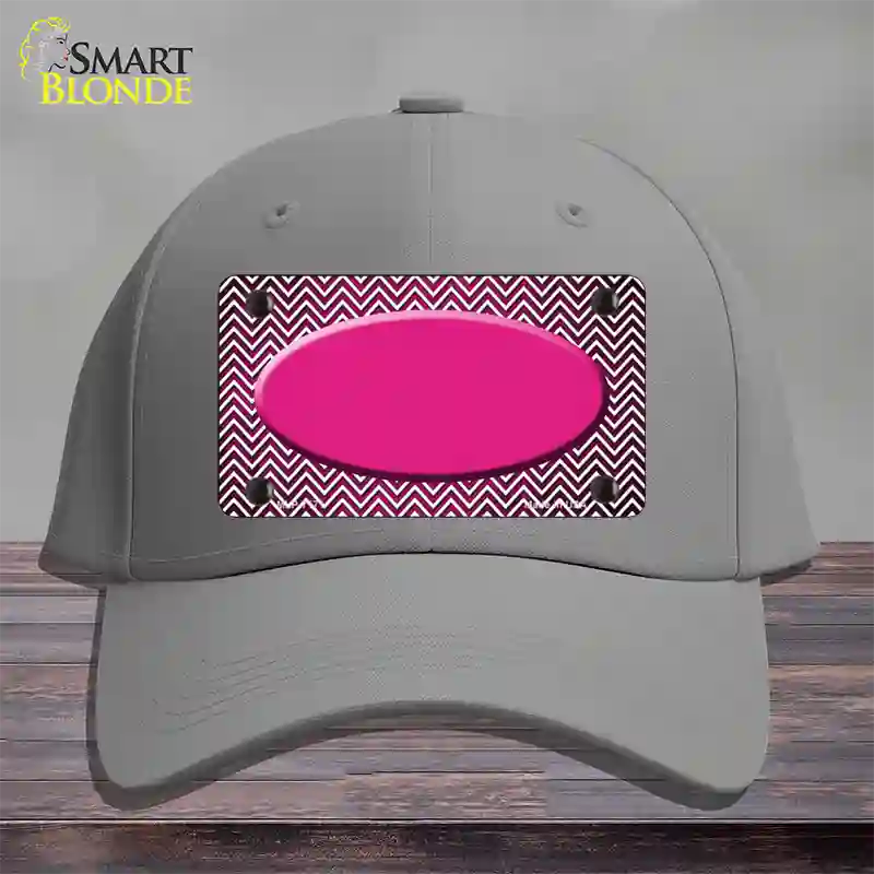 Pink White Small Chevron Oval Oil Rubbed Novelty License Plate Hat Cotton / Gray