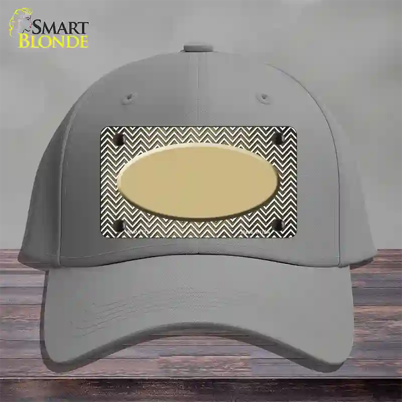 Gold White Small Chevron Oval Oil Rubbed Novelty License Plate Hat Cotton / Gray