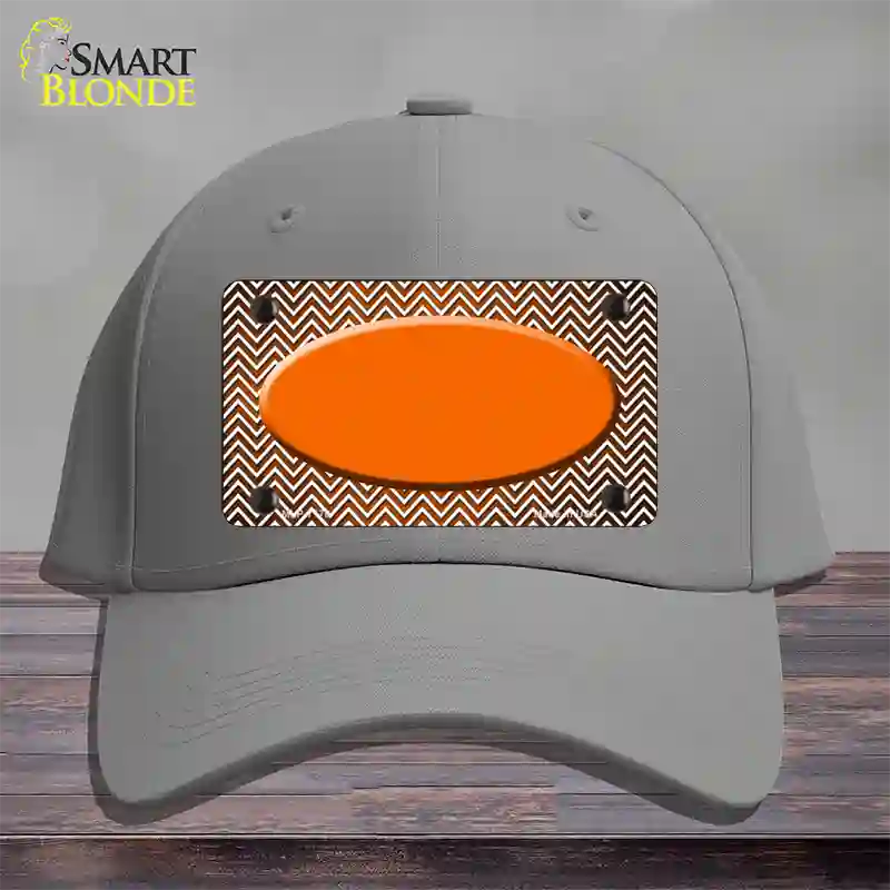 Orange White Small Chevron Oval Oil Rubbed Novelty License Plate Hat Cotton / Gray