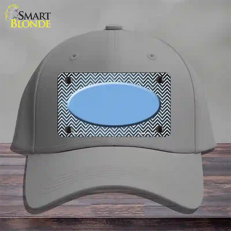 Light Blue White Small Chevron Oval Oil Rubbed Novelty License Plate Hat Cotton / Gray