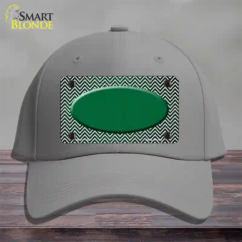 Green White Small Chevron Oval Oil Rubbed Novelty License Plate Hat Cotton / Gray